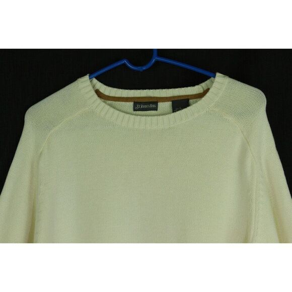 St. John's Bay Cotton Sweater Mens Large Ivory Long Sleeve Knit - Picture 2 of 6
